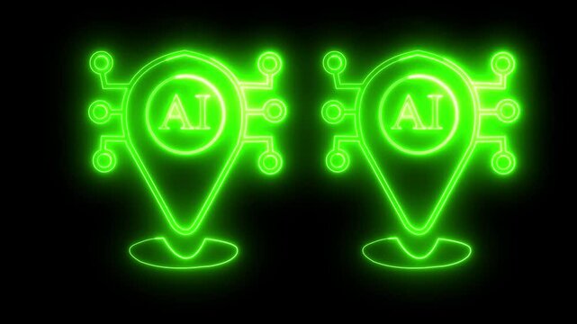 AI Artificial Intelligence on digital background animation - blue pattern pixel background from animated digital data elements