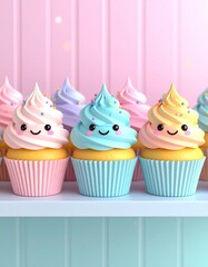 cupcakes with cream and sprinkles