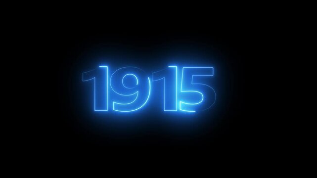 1915 neon line text. Abstract 1915 neon text animation, Glowing neon number text background 4k video animation . important year, important date 1915.
