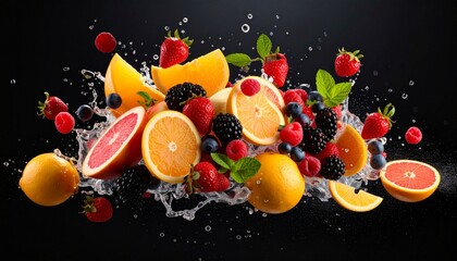 fruit with water splash