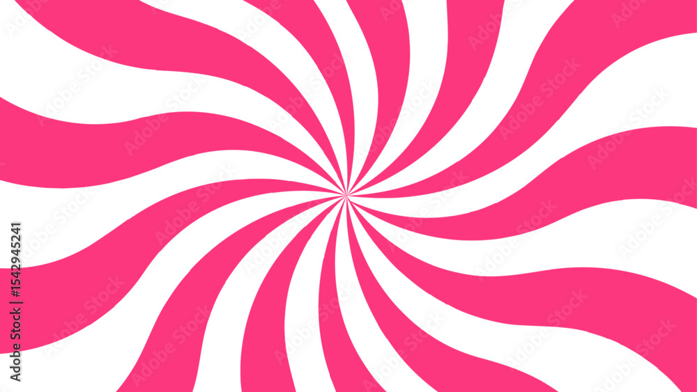 Aufkleber Abstract bold and vibrant background featuring a dynamic spiral burst pattern in vivid pink and white. Swirling rays emanate symmetrically from the center, curving outward in a smooth, hypnotic motion
