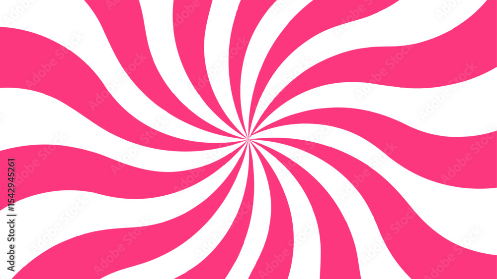 Poster abstract bold and vibrant background featuring a dynamic spiral burst pattern in vivid pink and whit