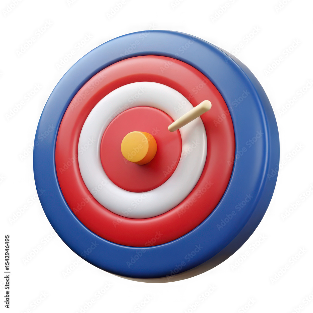Aufkleber 3d render of a target with arrow hitting the bullseye isolated on transparent background