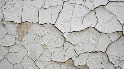 Fototapeta premium Close-Up of Cracked White Paint Texture on Wall – Aged and Weathered Surface Background