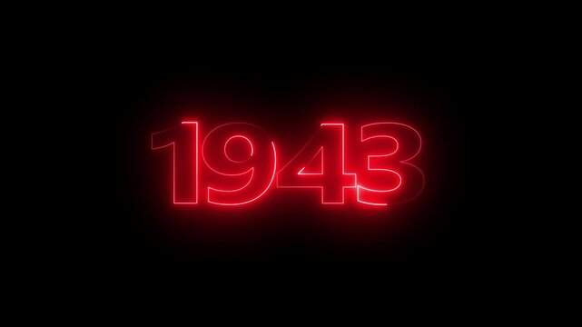 1943 neon line text. Abstract 1943 neon text animation, Glowing neon number text background 4k video animation . important year, important date 1943.