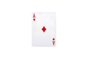 Obraz premium Single ace of diamonds playing card red suit game bet on transparent background