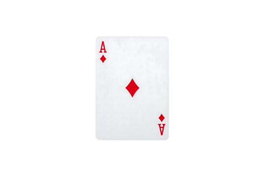 Single ace of diamonds playing card red suit game bet on transparent background