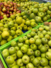 Lots of boxes of apples for food the shop