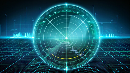 Digital radar display with futuristic design
