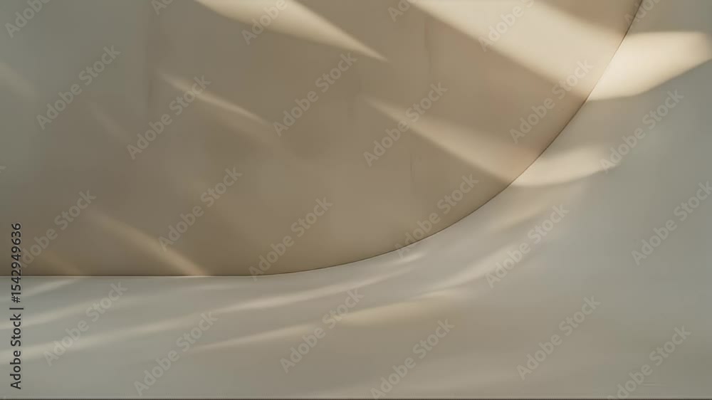 Poster abstract architecture with geometric shadow pattern on cream white curved wall