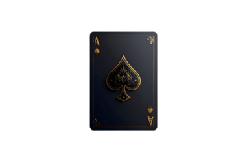 Elegant ace of spades playing card dark gold design on transparent background