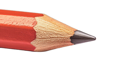 Fototapeta premium Close-up of a red pencil tip, showing the wood and graphite