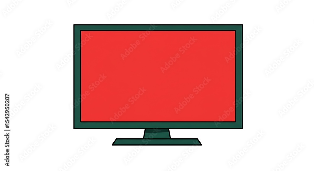 Aufkleber displaying flat screen monitor with red screen on white background