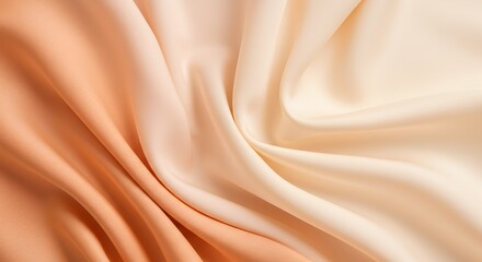 Fototapeta premium Soft beige fabric with gentle folds and creases, abstract texture photography