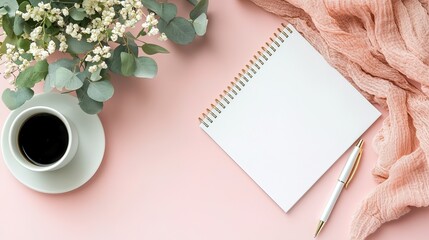Obraz premium A white notepad with a pen resting beside it, completely blank