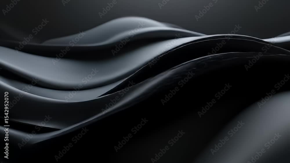 Poster monochrome 3d rendering wave abstract background with smooth curvy shapes