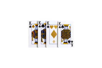 Four kings playing cards game design win ace club risk on transparent background