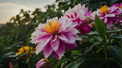 Obraz premium pink and yellow flower