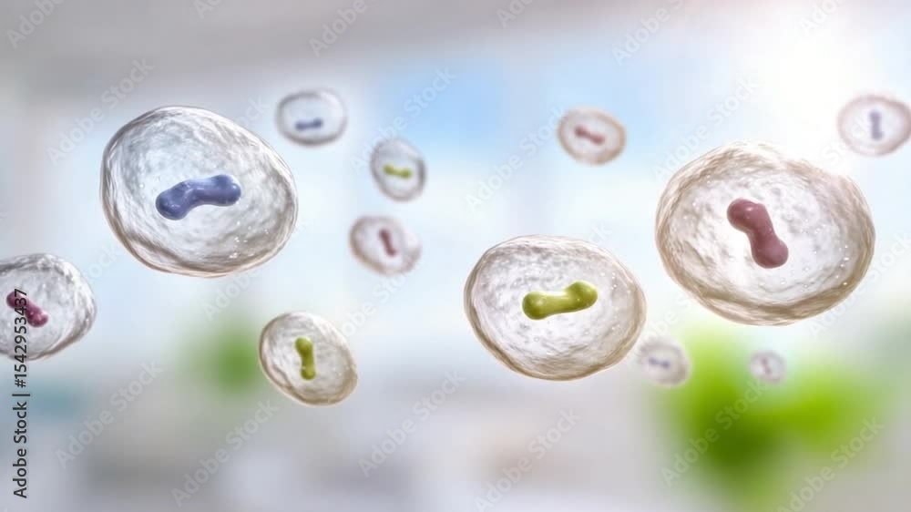 Aufkleber Microscopic Cell Structures: Intricate details of various cell structures are shown in this microscopic view, showcasing the complexity and beauty of life at a cellular level.