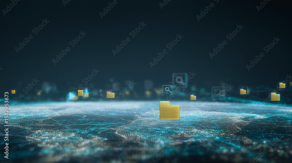 Poster digital folders in cyber world: an innovative perspective showcases illuminated digital folders floa