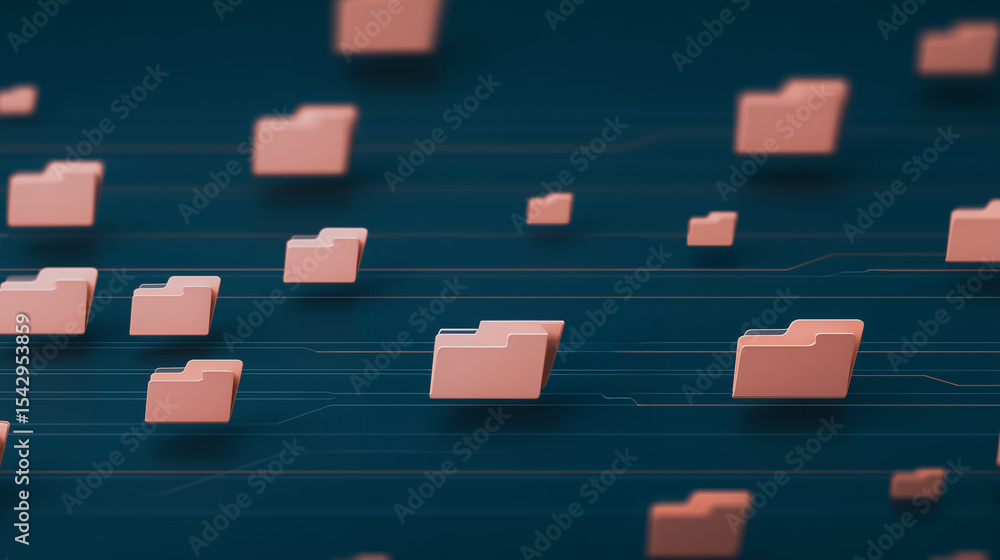 Poster data stream: abstract representation of digital data flow and storage, visualized as a network of in