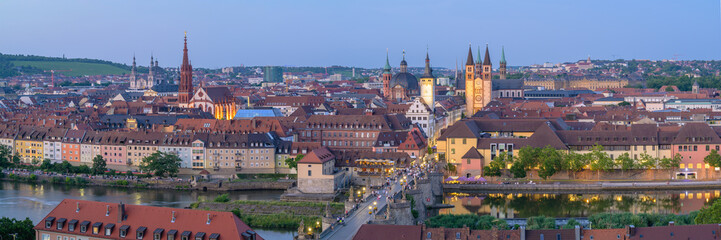 Wurzburg skyline at dusk showcasing the beauty of the old town in Germany