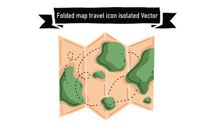 Folded map travel icon isolated vector