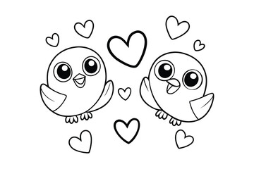 Fototapeta premium Love bird coloring page, Love bird outline 