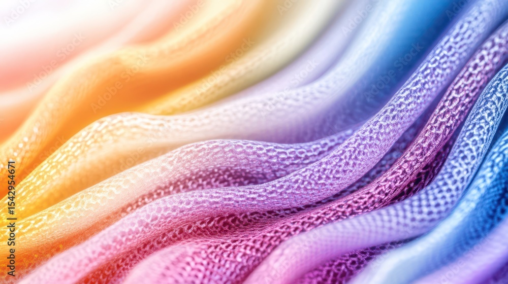 Wall mural chromatic fabric: a vibrant display of colorful fabric, with soft folds and a spectrum of hues that 