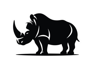 rhino vector illustration, silhouette of a rhinoceros, side view