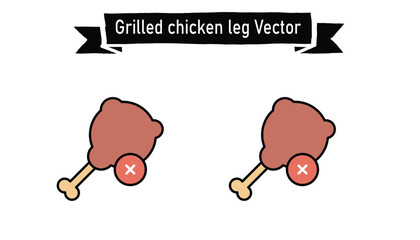 Grilled chiken leg vector