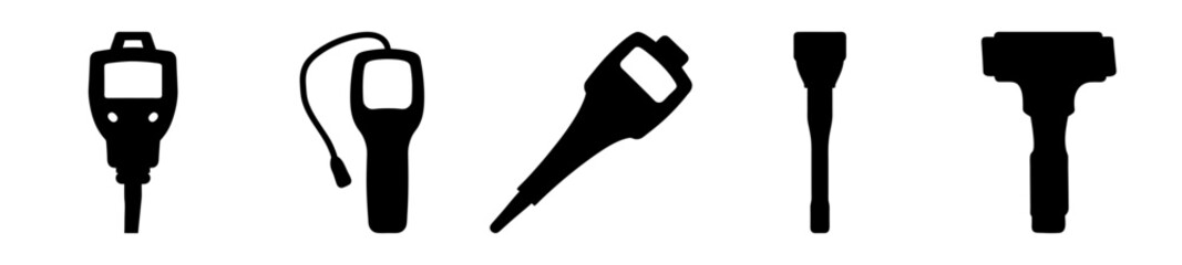 Black Silhouette of Various Diagnostic and Testing Tools Equipment