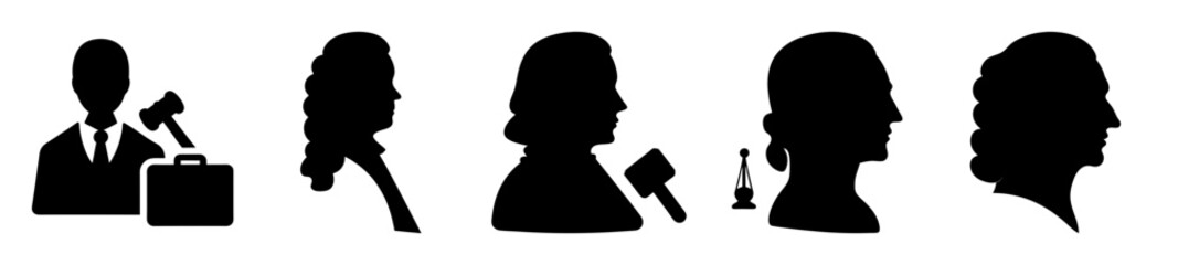Silhouettes of Judges and Lawyers representing the judicial system and law