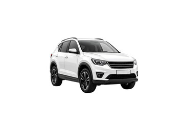 Obraz premium Modern white suv compact crossover vehicle design car on transparent background