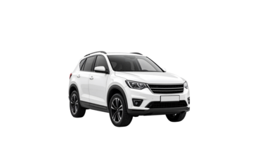 Modern white suv compact crossover vehicle design car on transparent background