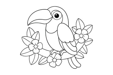 Obraz premium Tropical Bird coloring page , Black Tropical Bird outline vector bundle