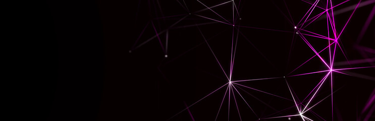 Abstract polygonal space with dots and lines. Connection science background. Triangular business wallpaper. 3d rendering