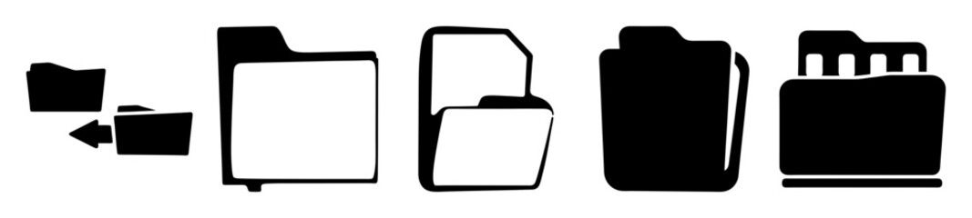 Folder icons in various styles represent file management and organization of data