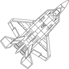 Fototapeta premium Icon of the Turkish TAI Kaan fighter jet top view, TAI Kaan icon line black color.