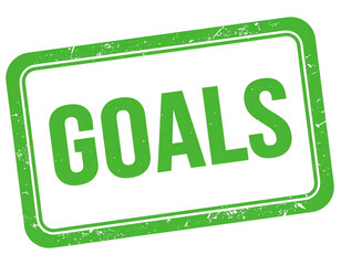 Green rectangular stamp with the word "GOALS" in bold capital letters, featuring a slightly distressed texture.
