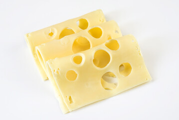 cheese slices isolated on a white background