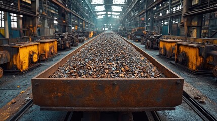 Rusty metal scrap in industrial factory