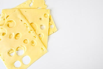 cheese slices isolated on a white background