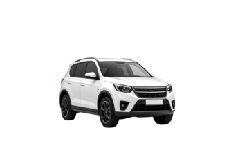 Modern white suv crossover vehicle studio shot car new on transparent background