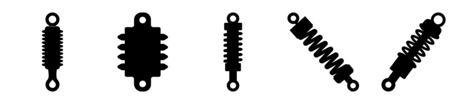 Stylized illustrations of shock absorbers and isolators in vector format black shapes