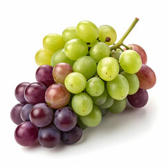 Fresh bunch of ripe grapes with vibrant color and natural texture isolated on white background