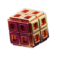 3D Chromatic Abstract Golden Coil Swirl