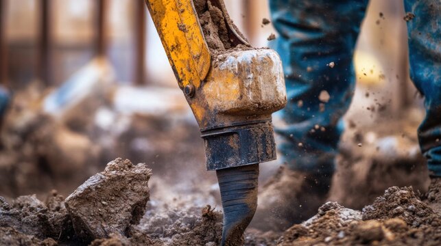 Excavator digging, close-up