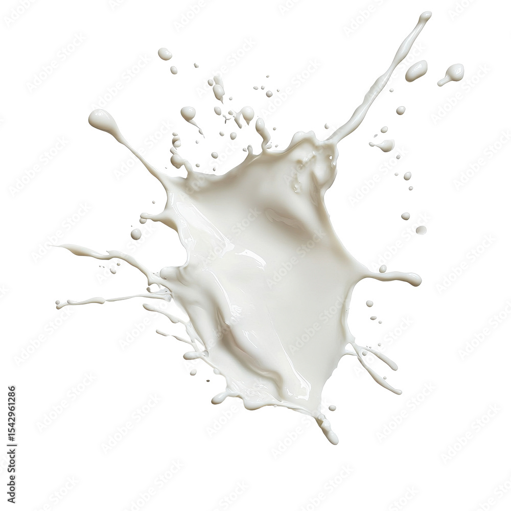 Poster milk splash on transparent background creating dynamic visual effects, milk splash isolated on png b