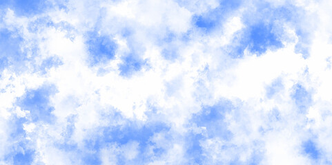 Scenic sky with soft white cumulus clouds on blue background, symbolizing freedom and freshness. Fluffy clouds wallpaper ideal for web design, posters, nature background with vintage grunge.	